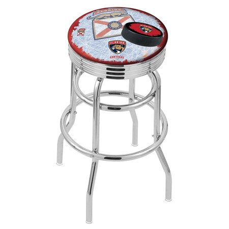 Holland Bar Stool Co 25" Chrome 2-Ring Florida Panthers Swivel Bar Stool, Accent Ring L7C3C25FlaPan-D2